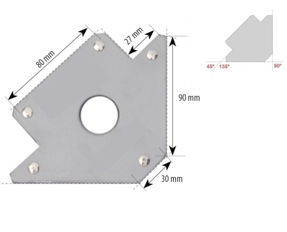 Angle magnétique pour soudure - maintient précis à 45°, 90°, 135° - support de fixation aimanté - 22kg - [la pièce]