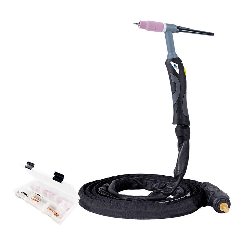 Torche TIG 9 PRO tête FLEX - longueur 4m, refroidissement air, 125A DC/100A AC, ø Electrode 0.5-2.4mm - [la pièce]