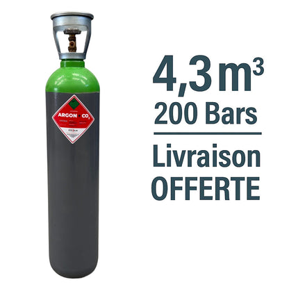 Bouteille Gaz de soudure Argon CO2 Sans Contrat B20 4,3m³ - Rechargeable Livraison Offerte - Le Comptoir du Soudeur