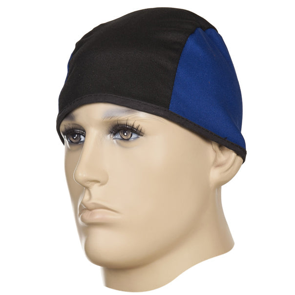 Bonnet de soudage noir et bleu en coton ignifugé - Le Comptoir du Soudeur