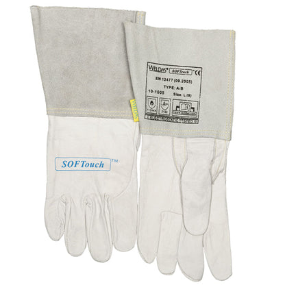 Gants de soudage TIG blancs en cuir de fleur bovine - Le Comptoir du Soudeur