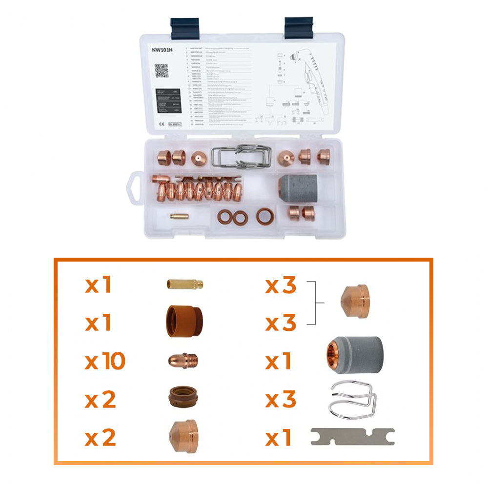 Pièces de rechange pour torche plasma NW101 type TRAFIMET- Kit de 27 pièces - Le Comptoir du Soudeur