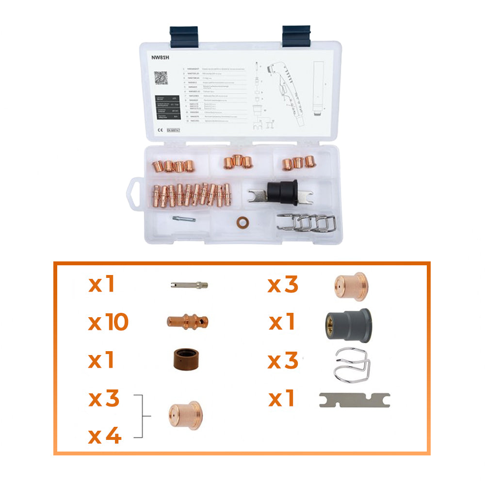 Pièces de rechange pour torche plasma NW81 type TRAFIMET- Kit de 27 pièces - Le Comptoir du Soudeur