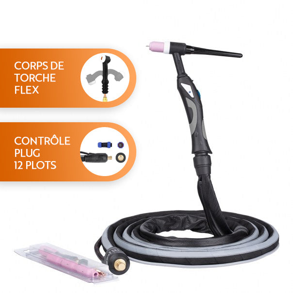 Torche TIG SR-17 - Corps fixe/flex - 4m/8m - Refroidi air - Le Comptoir du Soudeur
