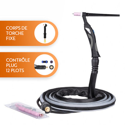 Torche TIG SR-20 - Corps fixe/flex - 4m/8m - Refroidi eau - Le Comptoir du Soudeur