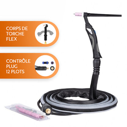 Torche TIG SR-20 - Corps fixe/flex - 4m/8m - Refroidi eau - Le Comptoir du Soudeur