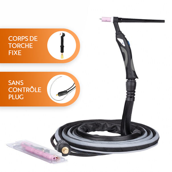 Torche TIG SR-20 - Corps fixe/flex - 4m/8m - Refroidi eau - Le Comptoir du Soudeur