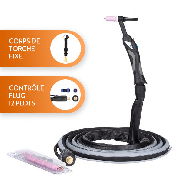 Torche TIG SR-09 - Corps fixe/flex - 4m/8m - Refroidi air - Le Comptoir du Soudeur