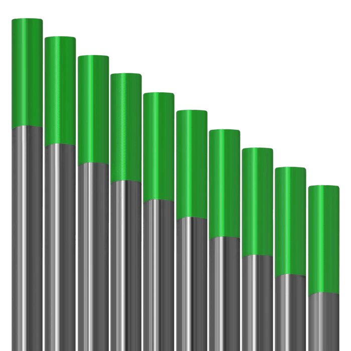 Lot de 10 électrodes tungstène verte - 100% tungstène - Le Comptoir du Soudeur