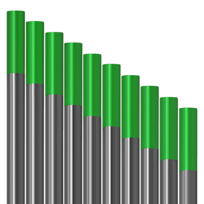 Lot de 10 électrodes tungstène verte - 100% tungstène - Le Comptoir du Soudeur